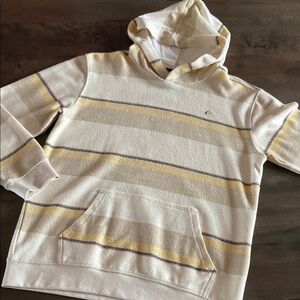 Boys Quicksilver Cream and Yellow Striped Pullover Hoodie